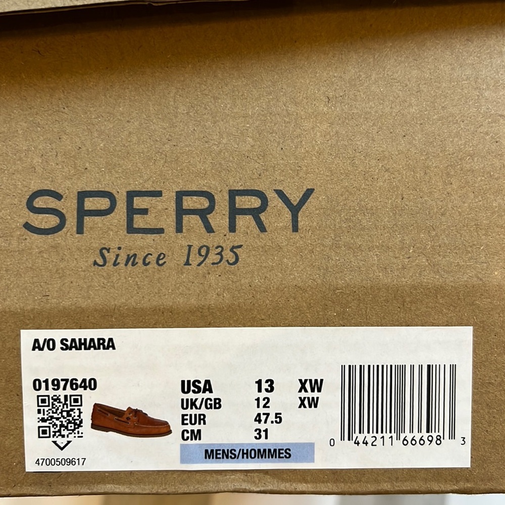 Classic  A/O 2-Eye Sperry’s Top-Sider® moc Sahara Size 13.